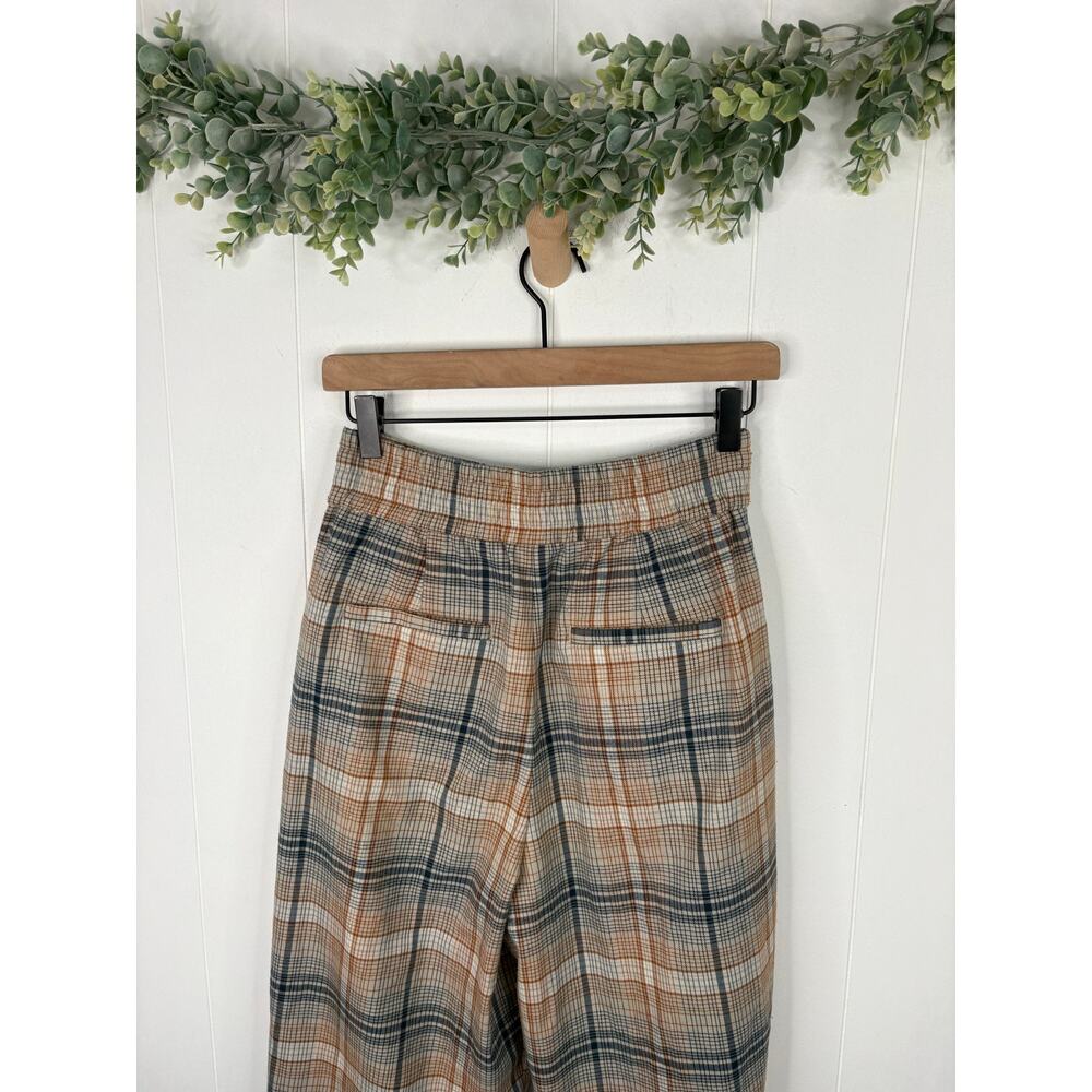 ✨2/$30✨ Urban Outfitters Paige Yellow Plaid High Rise Crop Pants Small Pleated - Picture 7 of 8